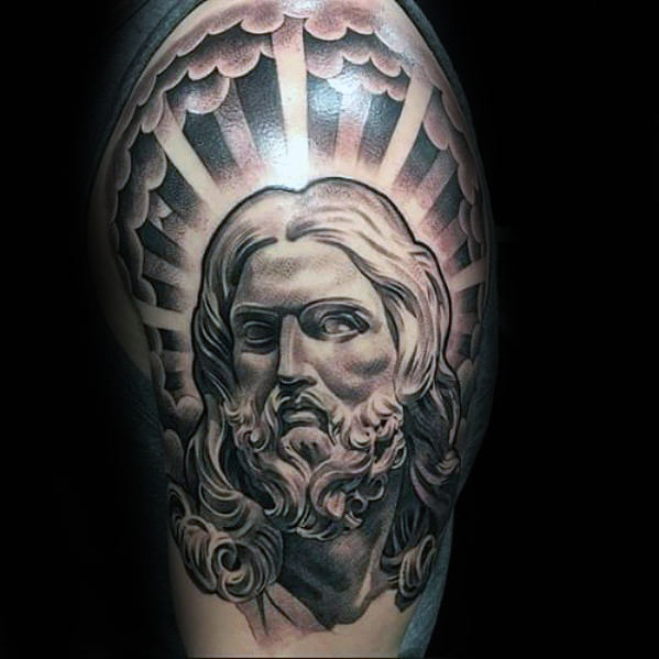 tatuaje jesus brazo para hombre 60