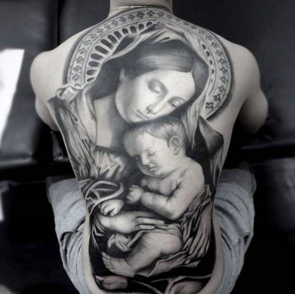 tatuaje jesus espalda para hombre 11