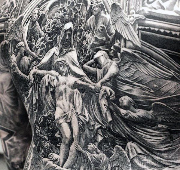 tatuaje jesus espalda para hombre 16