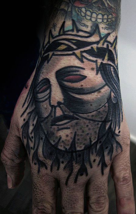 tatuaje jesus mano para hombre 11
