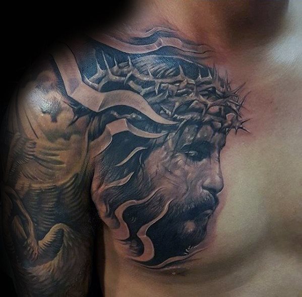 tatuaje jesus pecho para hombre 01