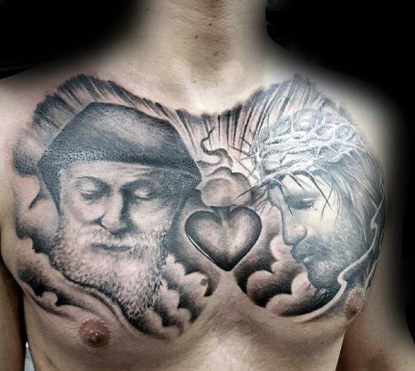 tatuaje jesus pecho para hombre 12