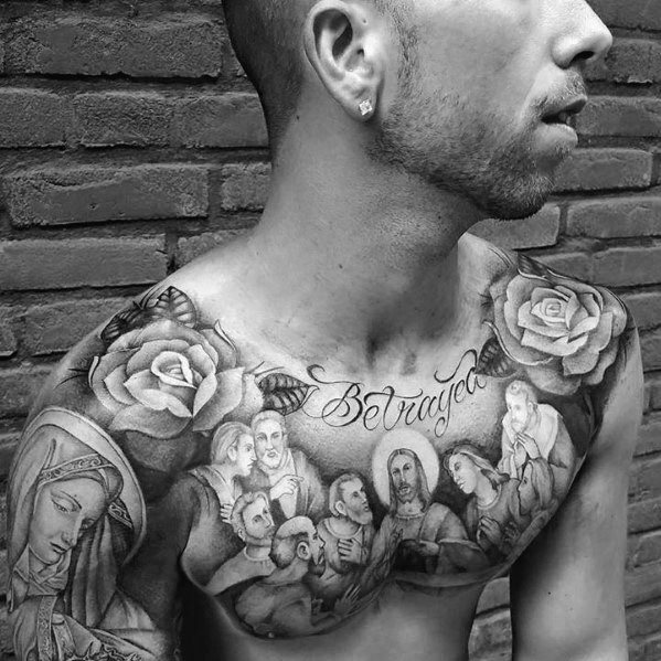 tatuaje jesus pecho para hombre 15