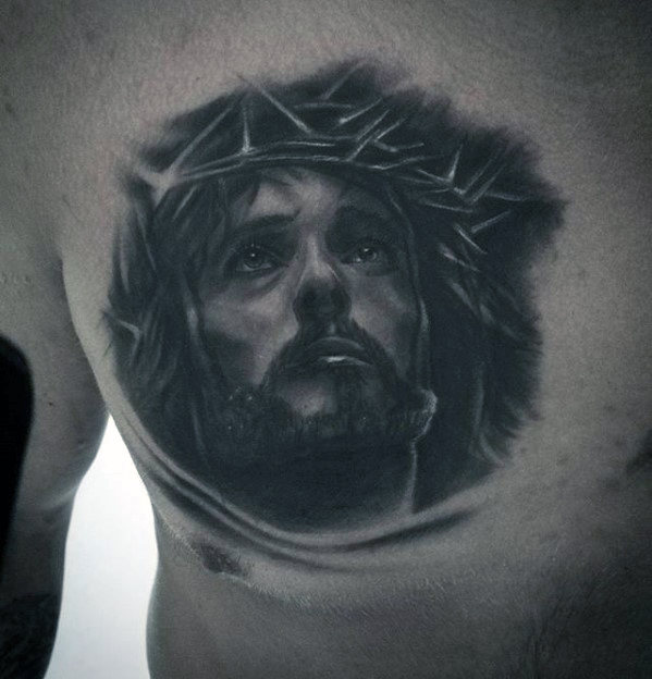 tatuaje jesus pecho para hombre 16