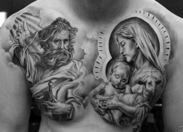 tatuaje jesus pecho para hombre 20