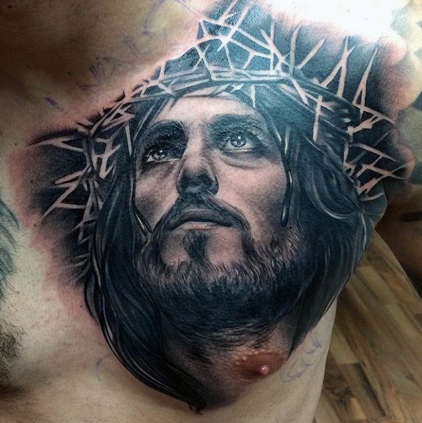 tatuaje jesus pecho para hombre 22