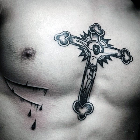 tatuaje jesus pecho para hombre 23