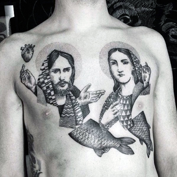 tatuaje jesus pecho para hombre 24