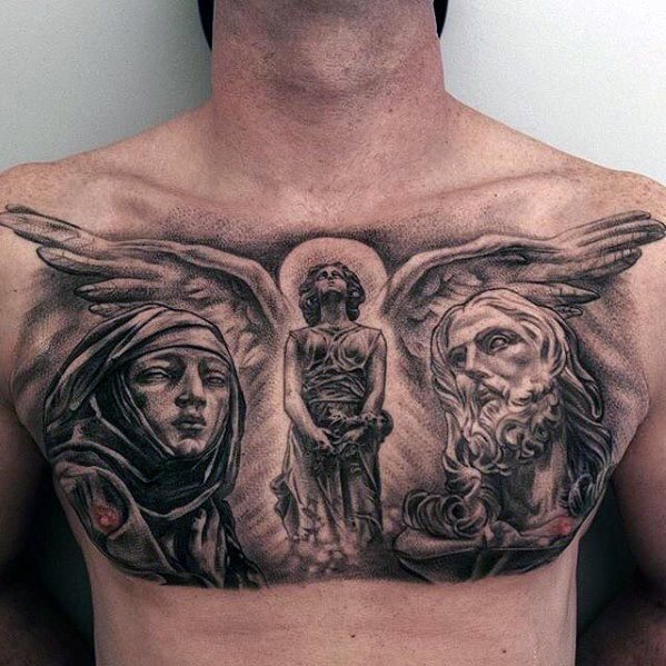 tatuaje jesus pecho para hombre 35