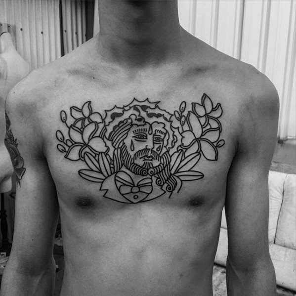 tatuaje jesus pecho para hombre 37