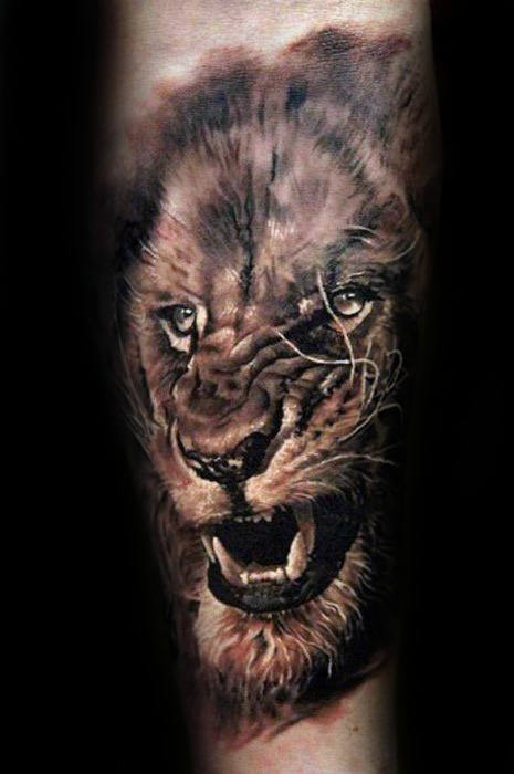 tatuaje leon realista para hombre 06