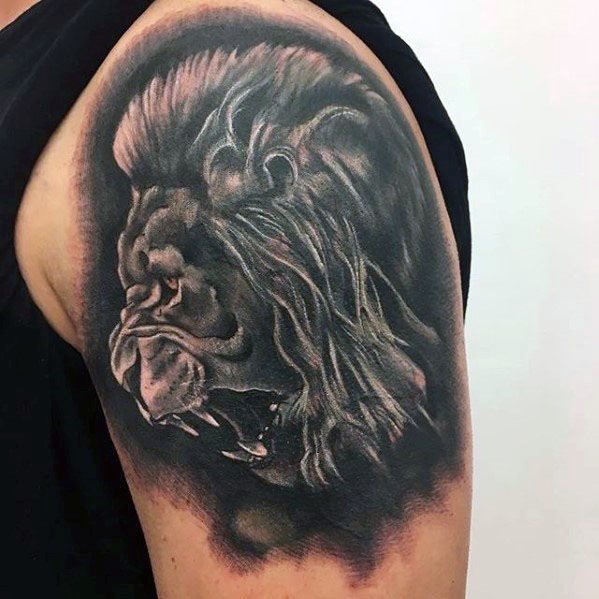 tatuaje leon realista para hombre 17