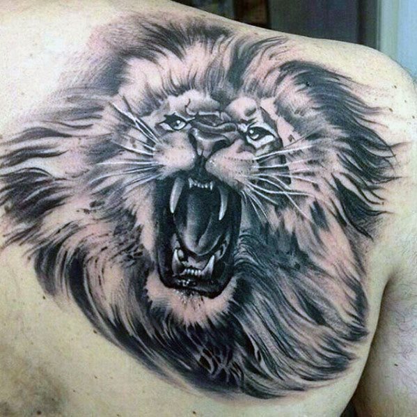 tatuaje leon realista para hombre 26