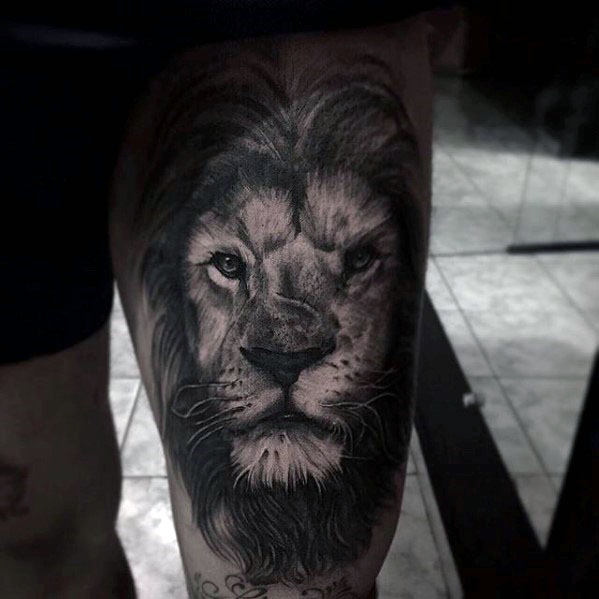 tatuaje leon realista para hombre 28