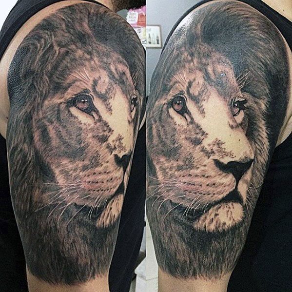 tatuaje leon realista para hombre 45