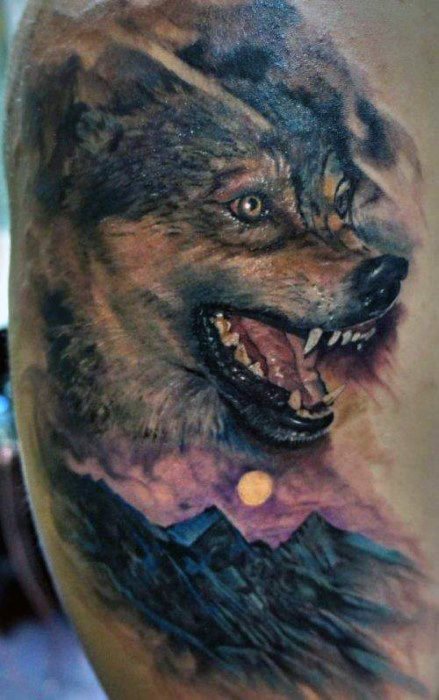 tatuaje lobo realista para hombre 09