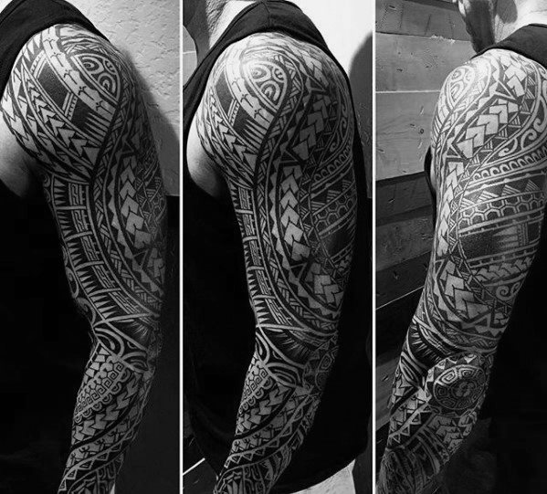 tatuaje polinesio brazo para hombre 05
