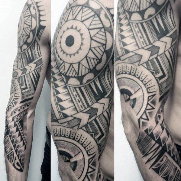 tatuaje polinesio brazo para hombre 32