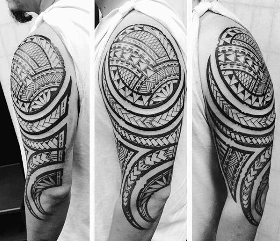 tatuaje polinesio brazo para hombre 36