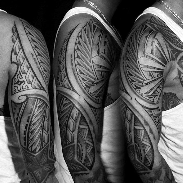 tatuaje polinesio brazo para hombre 38