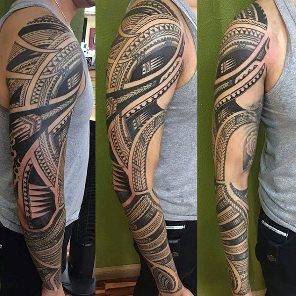 tatuaje polinesio manga para hombre 05