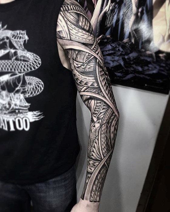 tatuaje polinesio manga para hombre 06