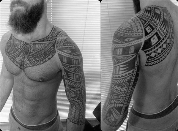 tatuaje polinesio manga para hombre 07