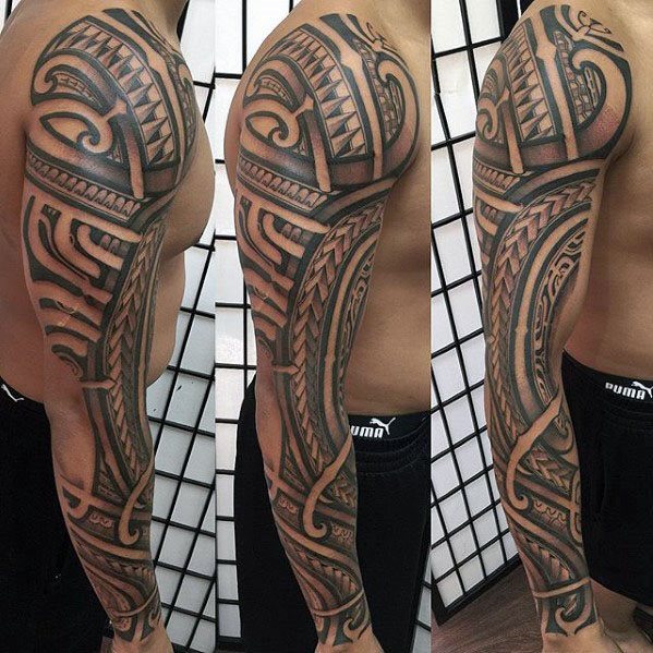 tatuaje polinesio manga para hombre 10