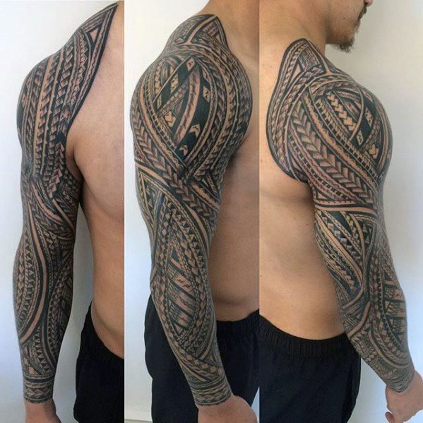 tatuaje polinesio manga para hombre 15