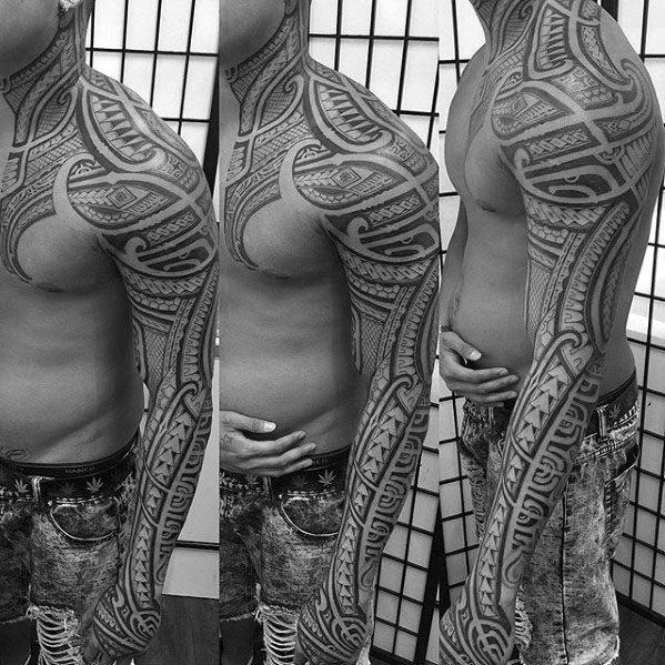 tatuaje polinesio manga para hombre 17