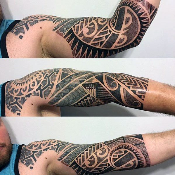 tatuaje polinesio media manga para hombre 02
