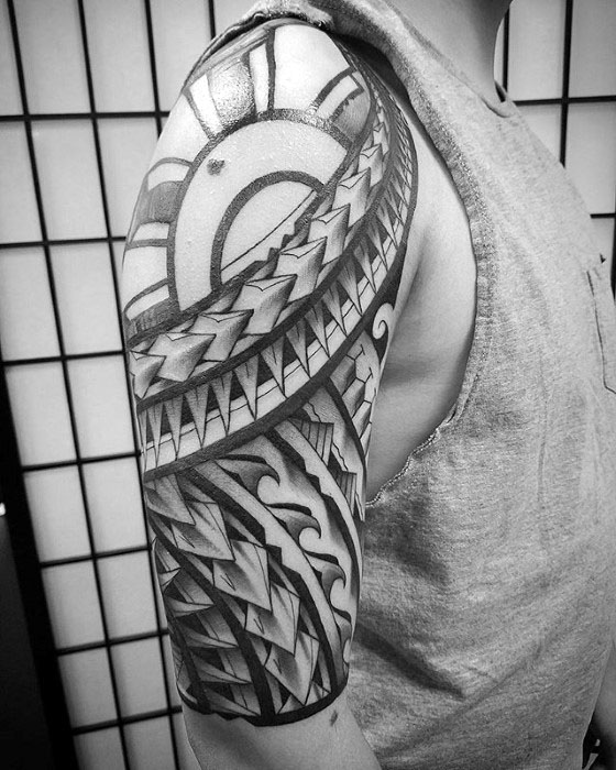 tatuaje polinesio media manga para hombre 03