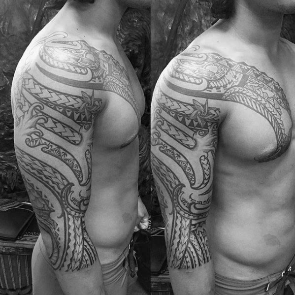 tatuaje polinesio media manga para hombre 07