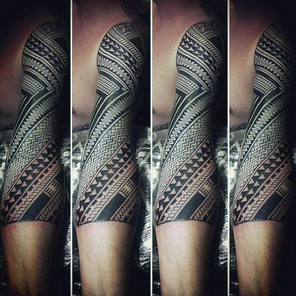 tatuaje polinesio media manga para hombre 08