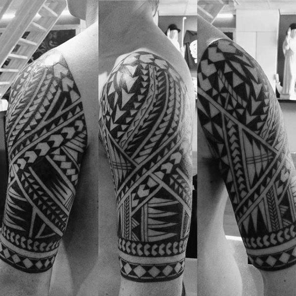 tatuaje polinesio media manga para hombre 10