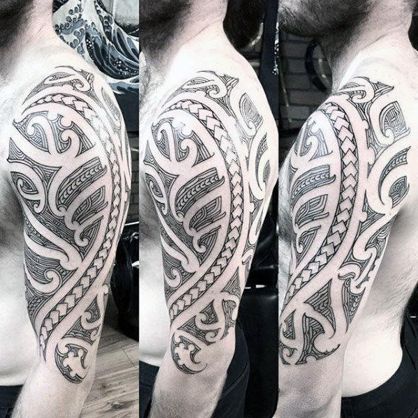 tatuaje polinesio media manga para hombre 12