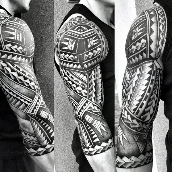 tatuaje polinesio media manga para hombre 16
