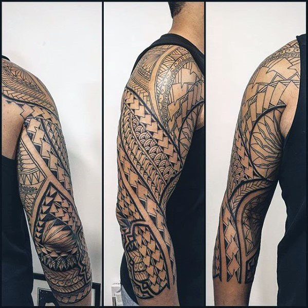 tatuaje polinesio media manga para hombre 25