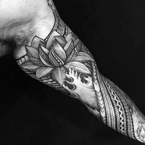 tatuaje polinesio media manga para hombre 34