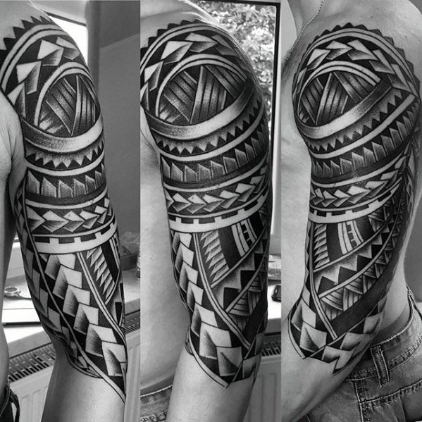 tatuaje polinesio media manga para hombre 42