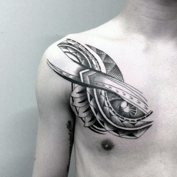 tatuaje polinesio pecho para hombre 38