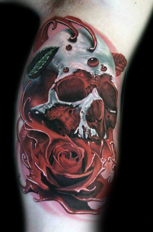 tatuaje rosa real para hombre 02