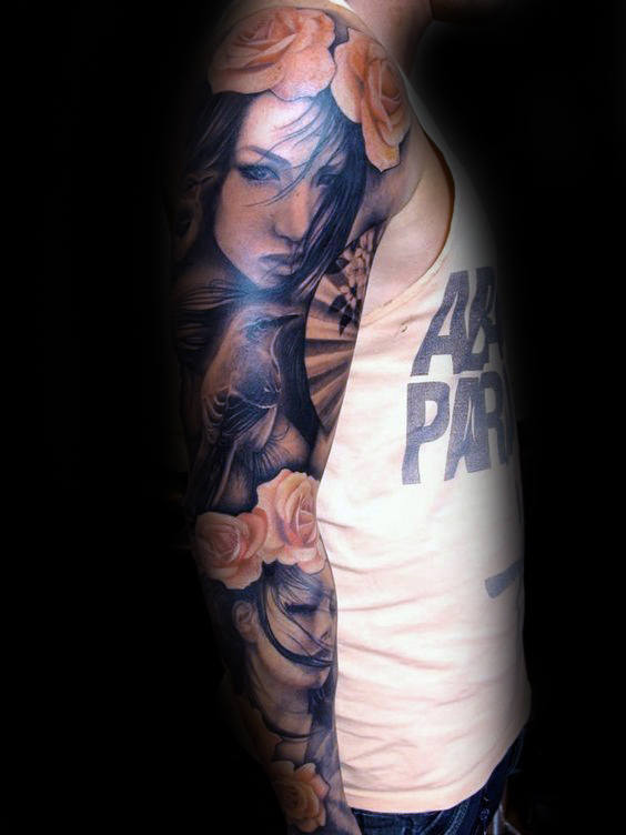 tatuaje rosa real para hombre 09