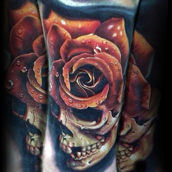 tatuaje rosa real para hombre 23