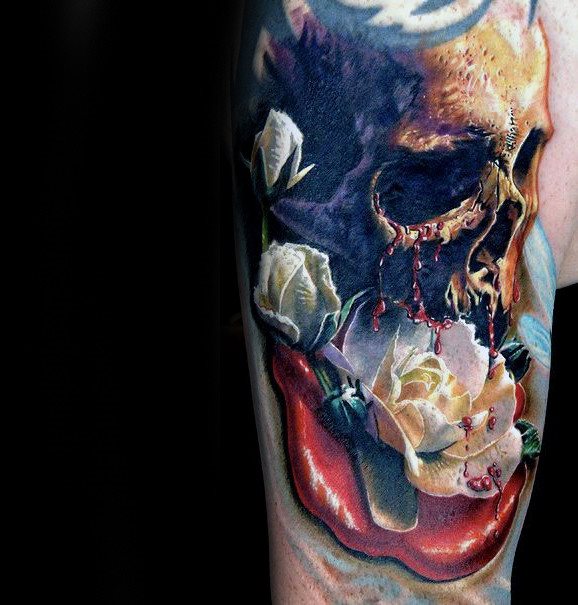 tatuaje rosa real para hombre 24