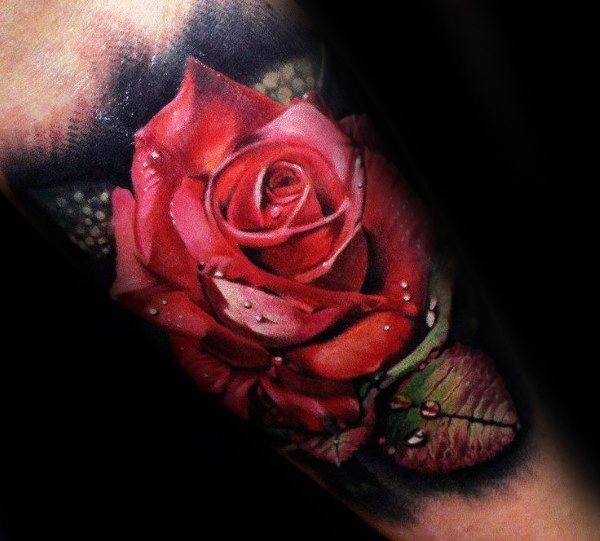 tatuaje rosa real para hombre 27