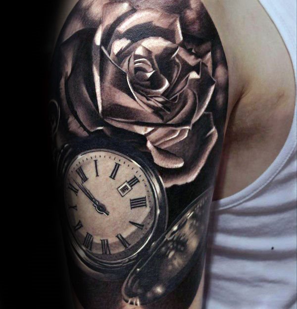 tatuaje rosa real para hombre 33