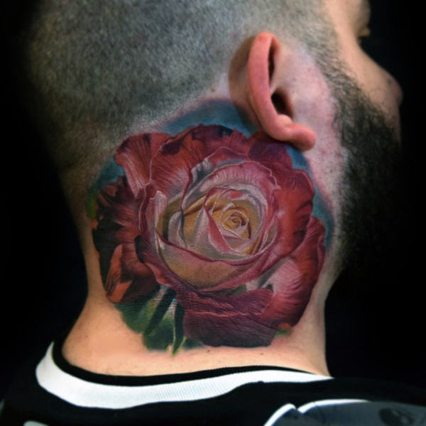 tatuaje rosa real para hombre 38