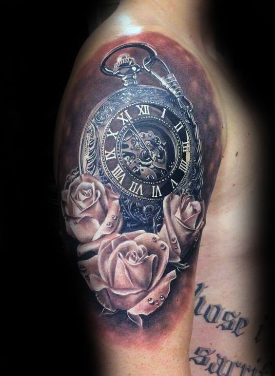 tatuaje rosa real para hombre 50
