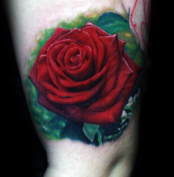tatuaje rosa real para hombre 54